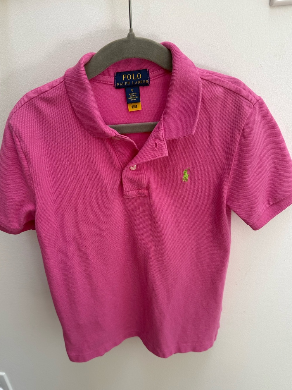 Polo by Ralph Lauren Kids Bubblegum Pink Polo with Lime Logo